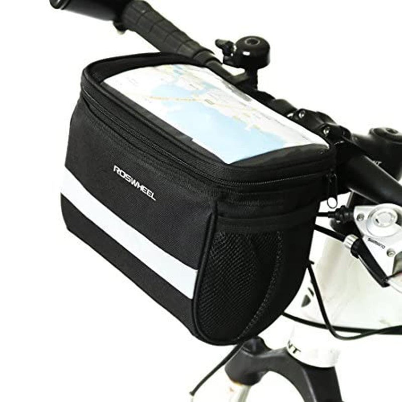 traderplus Bike Handlebar Bag Bicycle Front Basket Scooter Bag Insulated Cooler Storage Pouch Road Mountain Cycling Pack Cycling Accessories with TPU Touch Screen & Reflective Stripe - Image 1